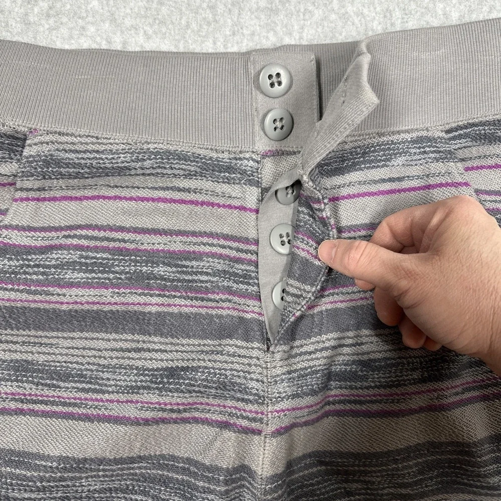 Nike FC‎ Shorts Men's Small Grey Purple Striped Athletic Drawstring French Terry